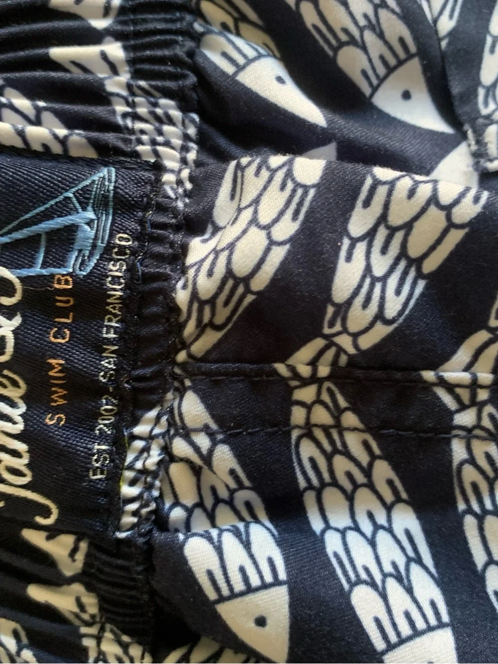 Janie and Jack Navy Shorts with White Fish Print